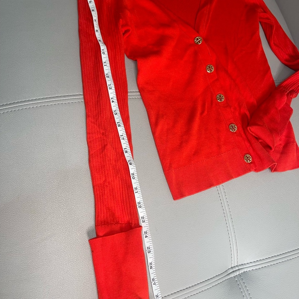 Tory Burch Red Button Down Ribbed Sweater - Picture 15 of 15